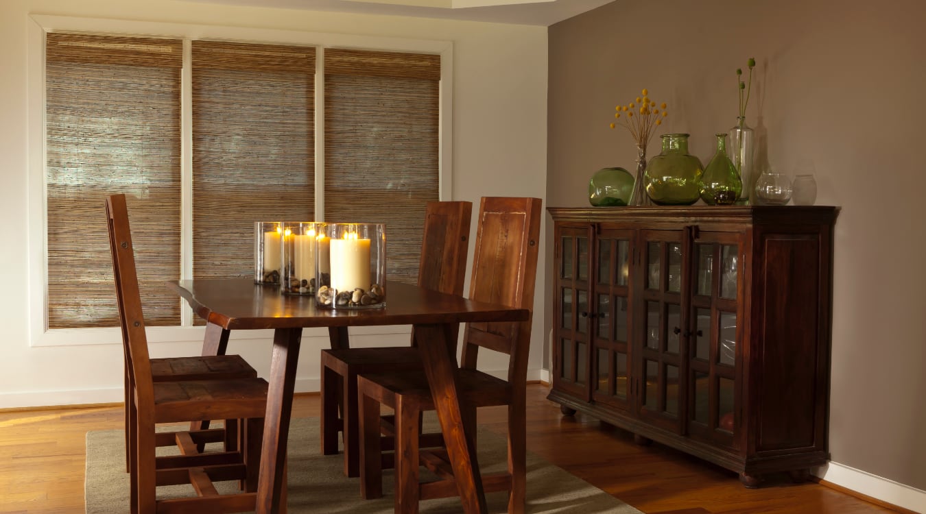 Woven shutters in a Phoenix dining room.